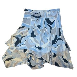 Blue abstract Y2K asymmetrical skirt